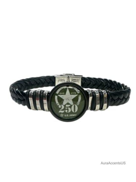 Jewelry - Army 250th Anniversary Braided Leather Bracelet Gift Boxed